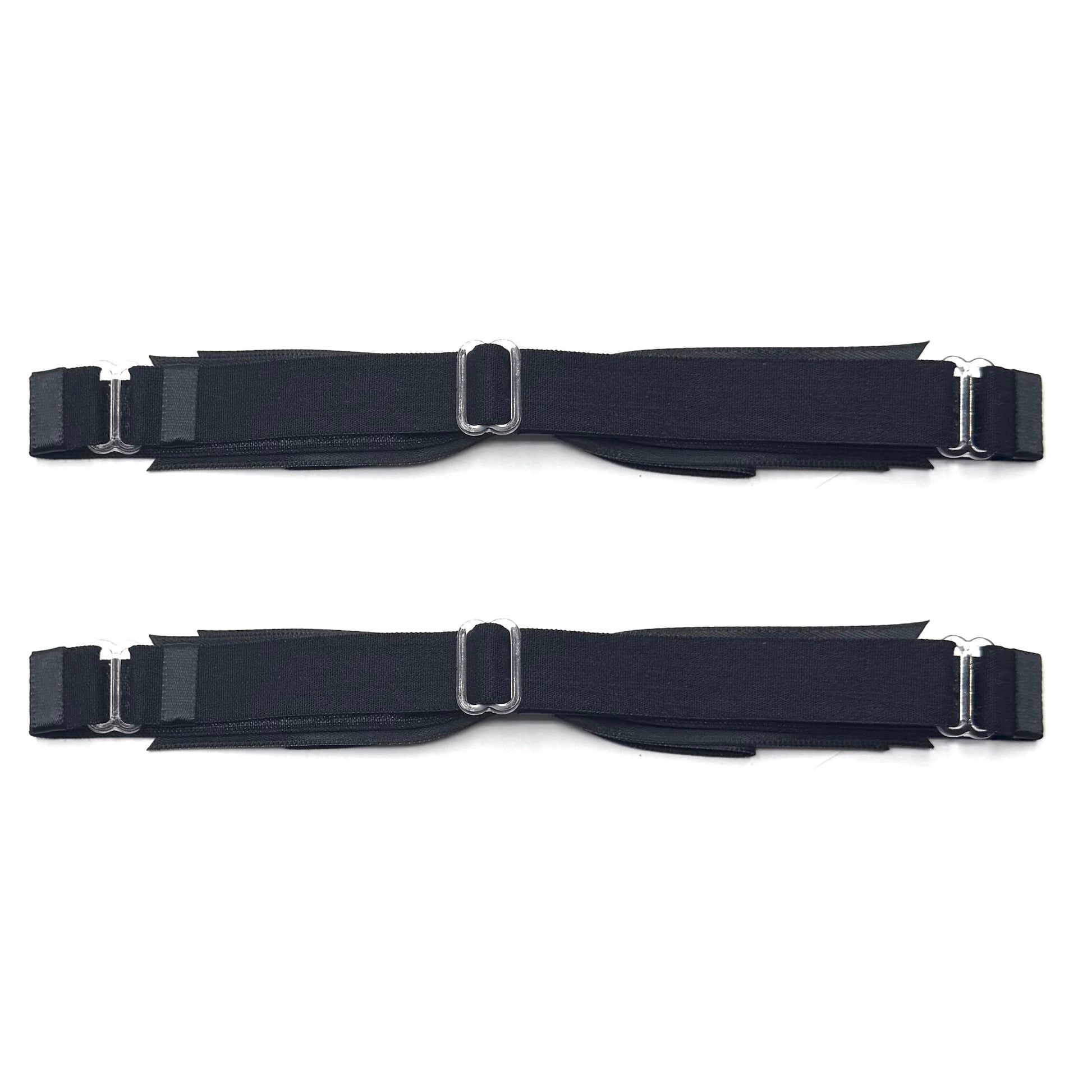 Adjustable Strap View of Black Bow Leg Garters