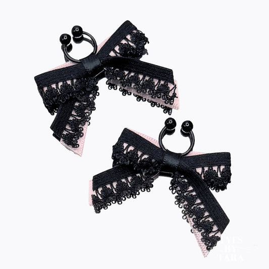 belle black bow nipple clamps