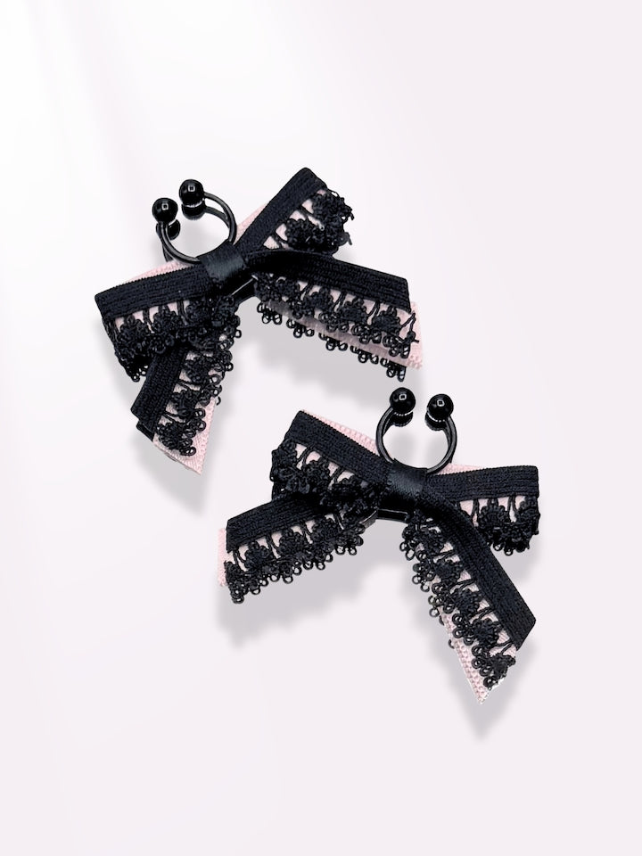 belle black bow nipple jewelry clamps