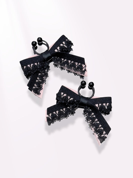 belle black bow nipple jewelry clamps