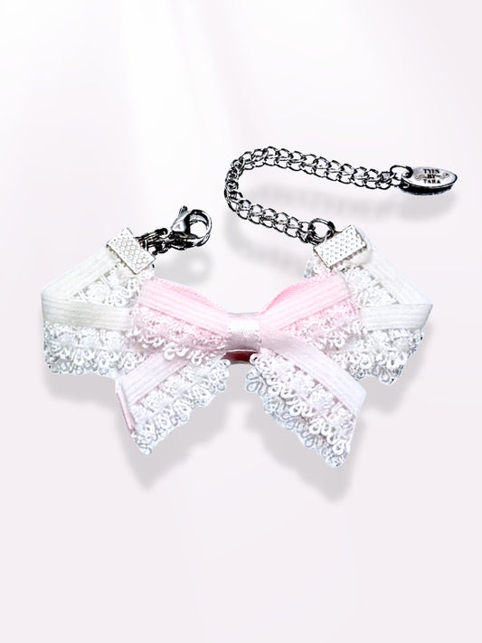 belle white light pink bow bracelet
