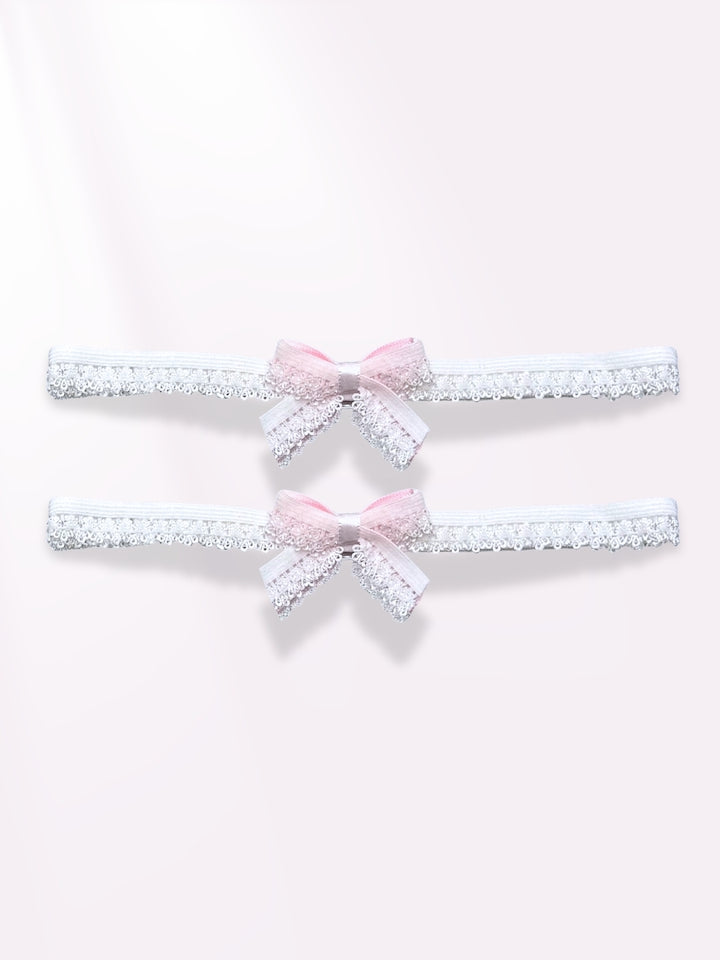 belle white bow leg garters