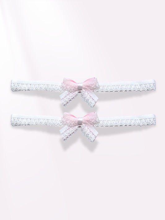belle white bow leg garters