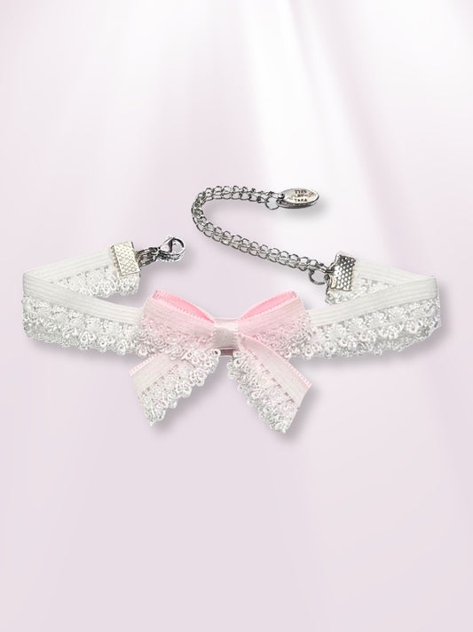 belle white bow anklet