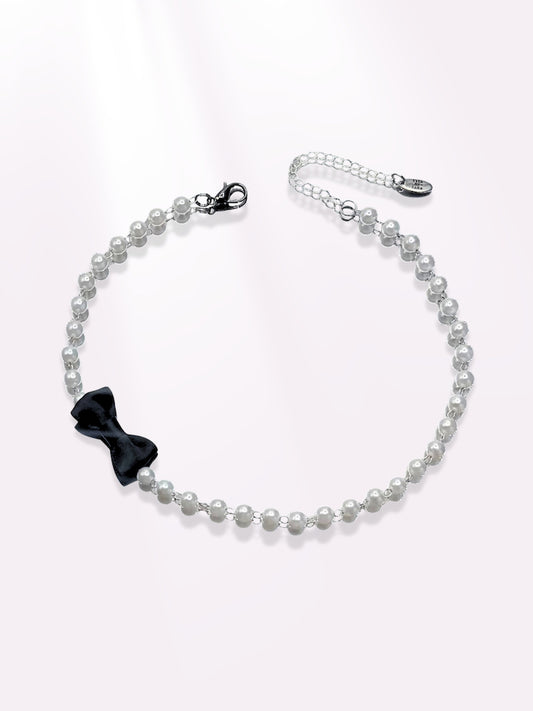 black bow pearl necklace