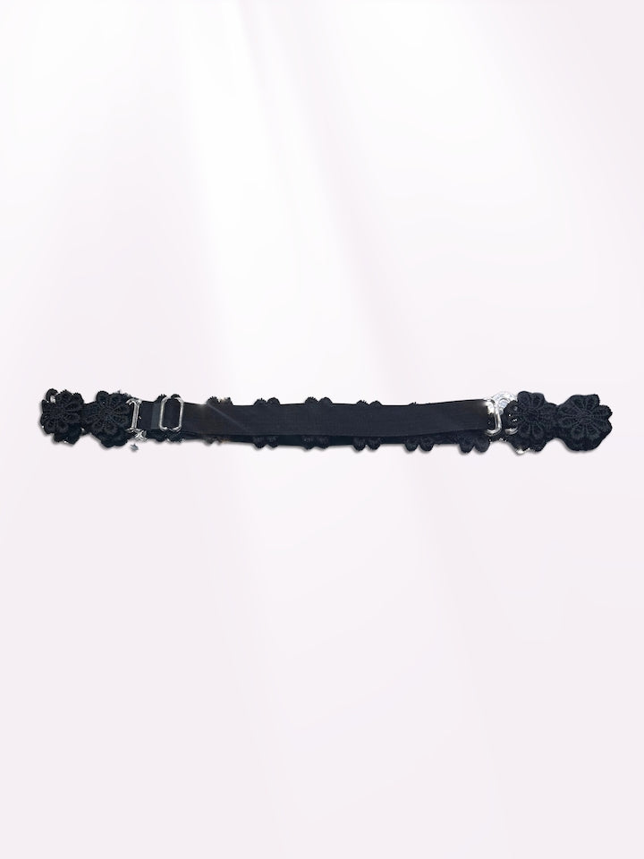 Black Flower Bow Belt Adjustable Strap