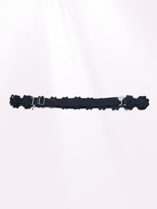 Black Flower Bow Belt Adjustable Strap