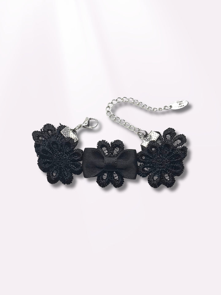 black flower bow bracelet 