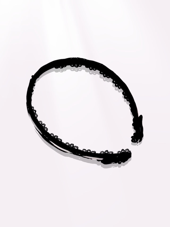 Black Lace Pink Ribbon Bow Headband 