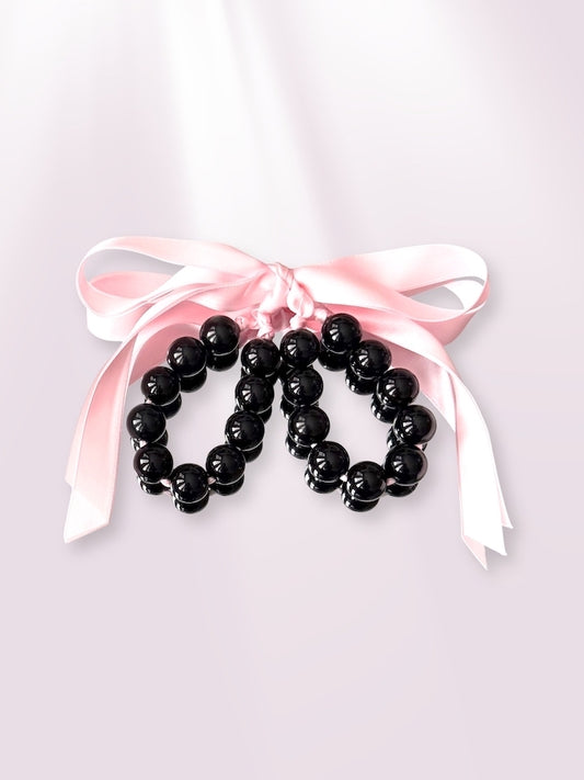 Mademoiselle Black Pearl Pink Satin Ties
