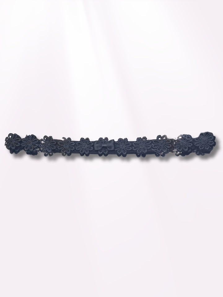 Blossom Black Flower Bow Belt