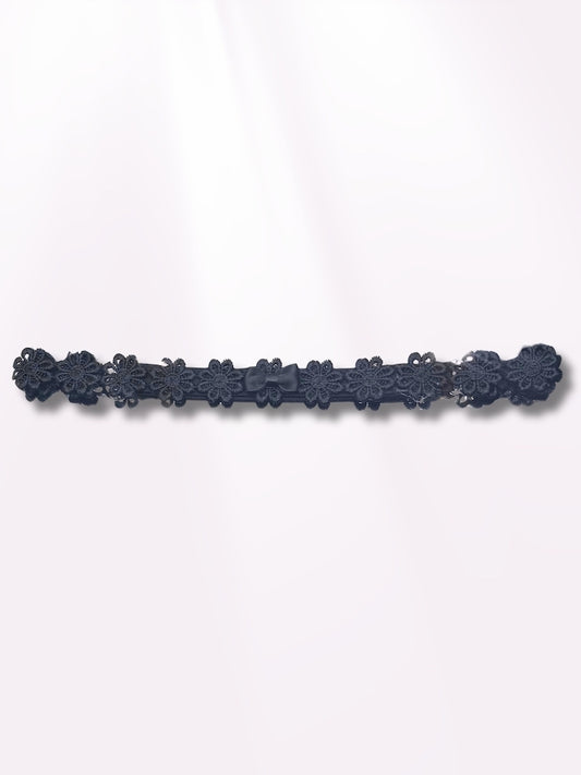 Blossom Black Flower Bow Belt