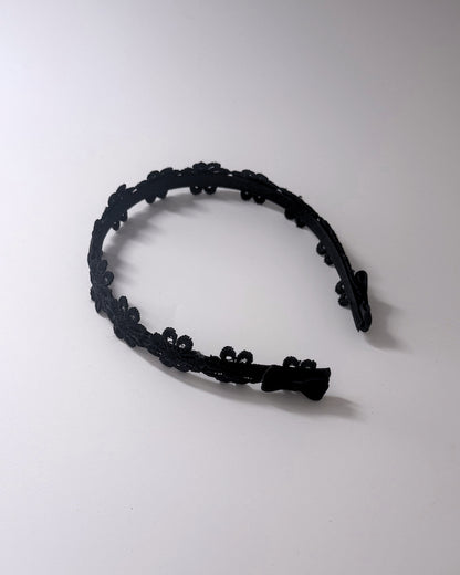 Blossom Black Flower Bow Headband