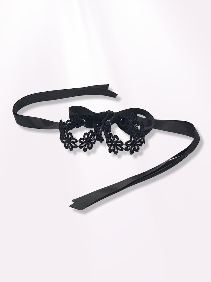 black flower soft bondage handcuffs