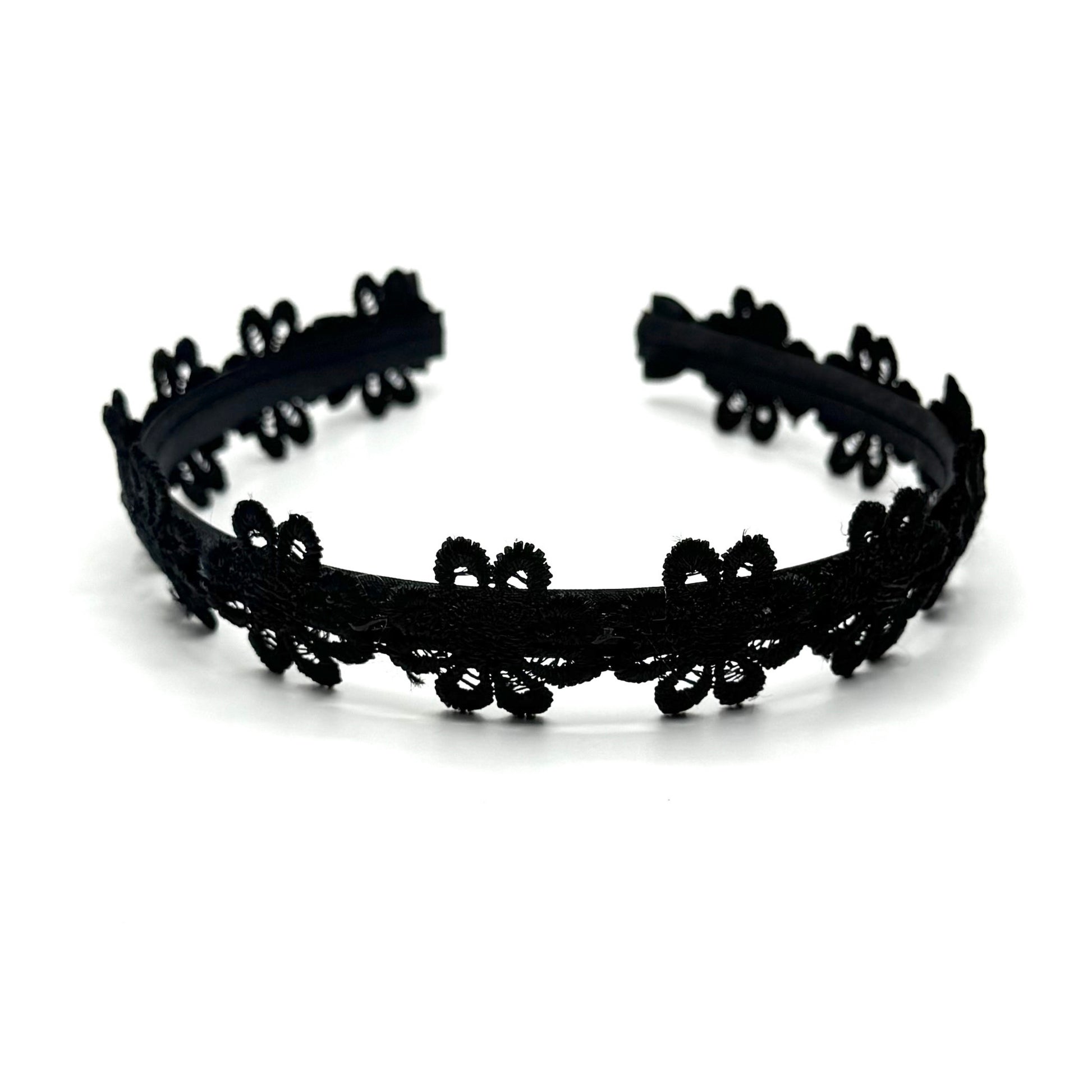 Top View Black Flower Headband