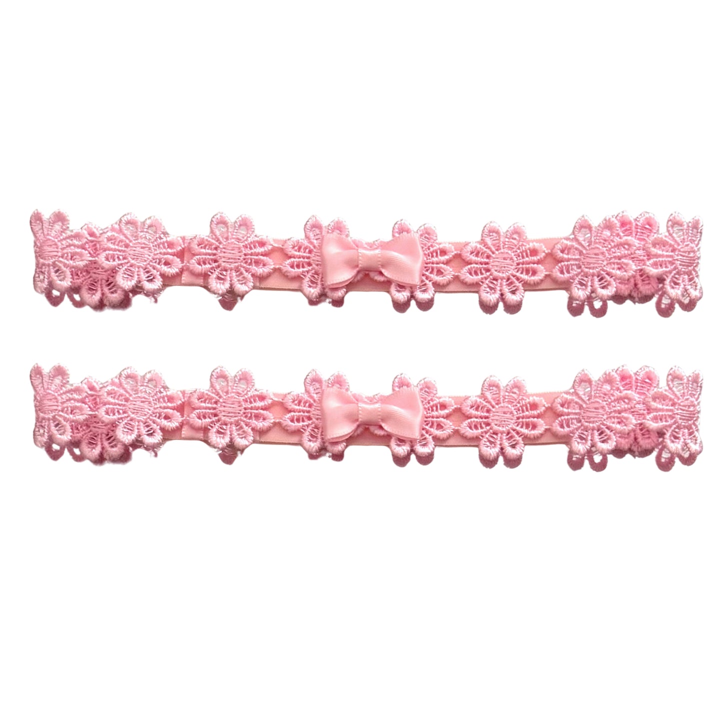 Pink Flower Leg Garters on white background