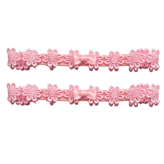 Pink Flower Leg Garters on white background