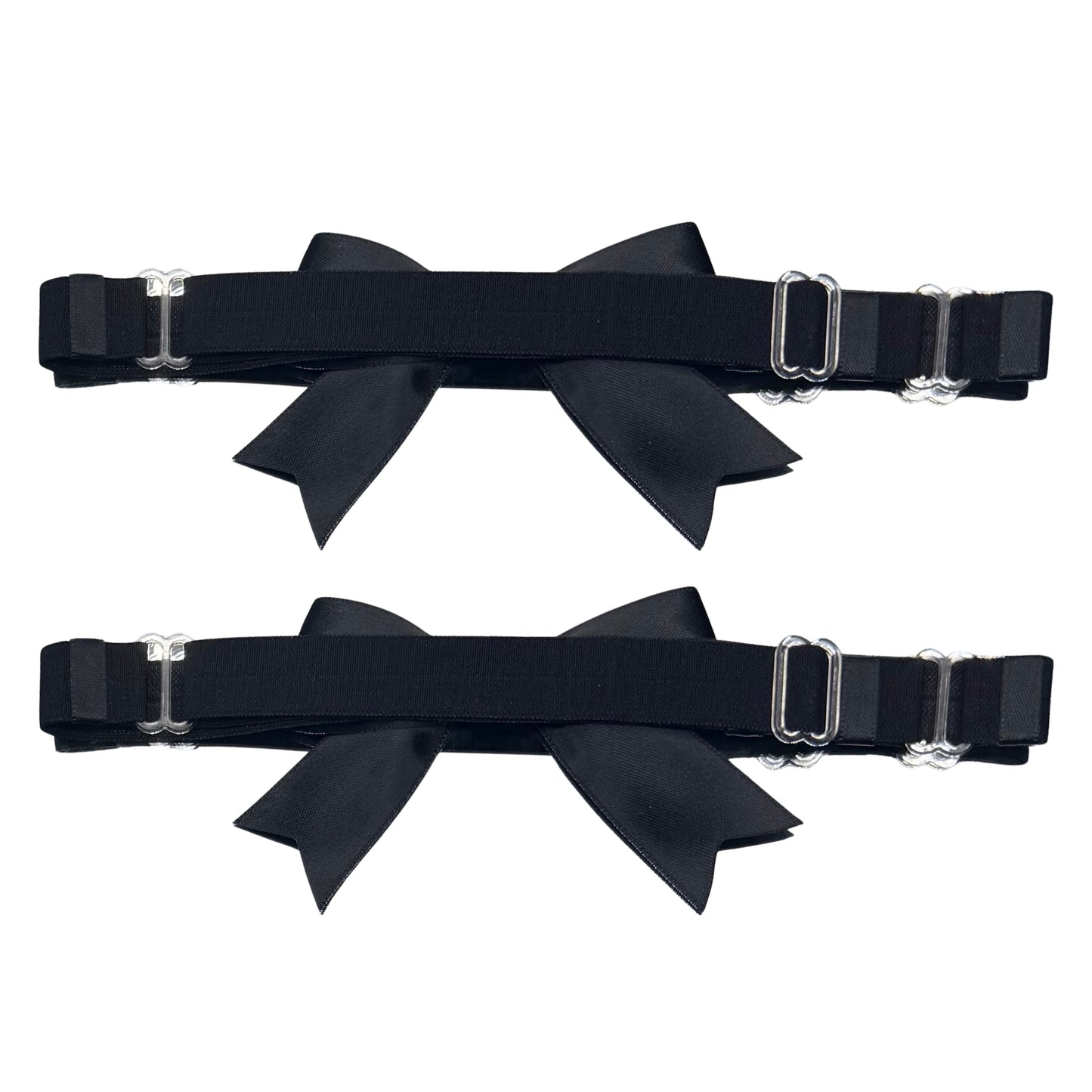 Back View of White Bow Leg Garters