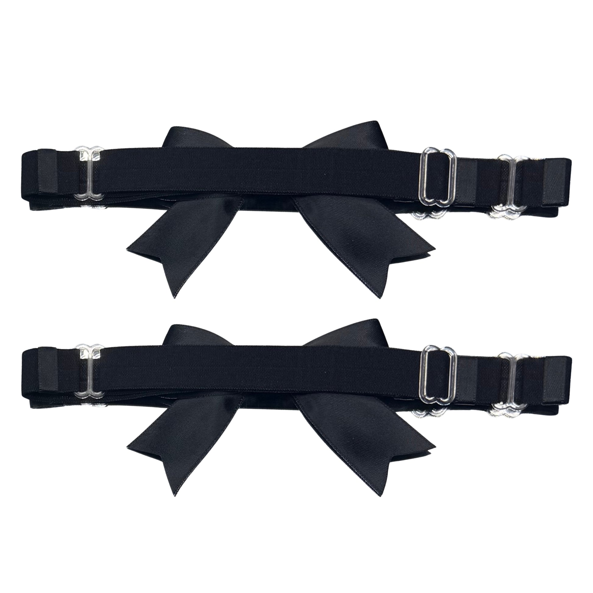 Back View of White Bow Leg Garters