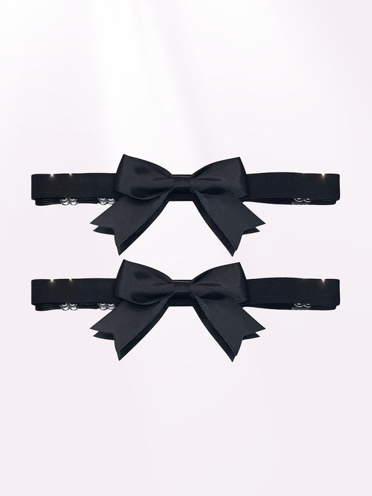 Bombshell Black Bow Leg garters