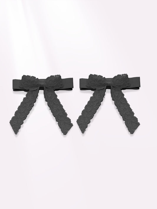 bougee black lace bow heel straps 