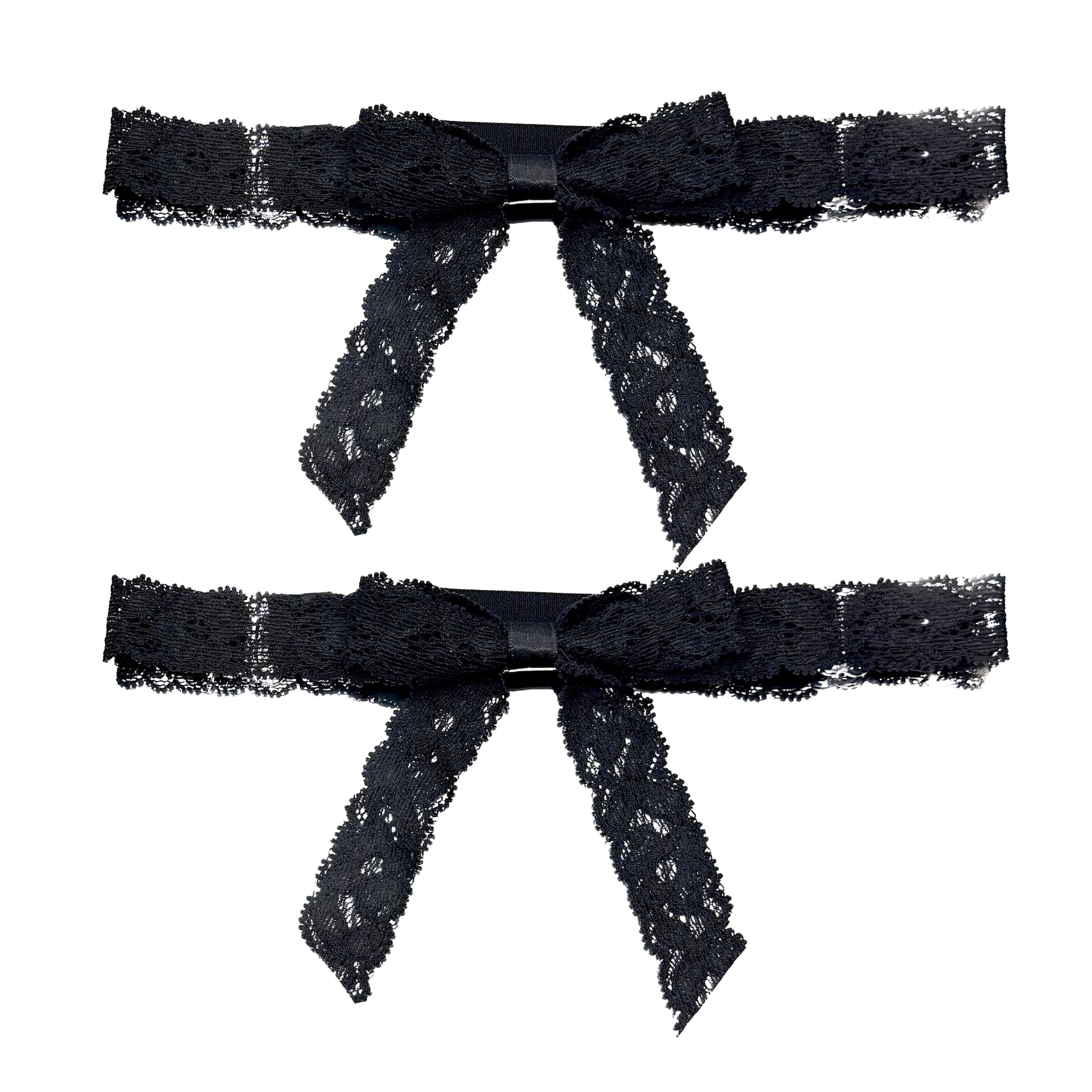 bougee black lace bow leg garters 