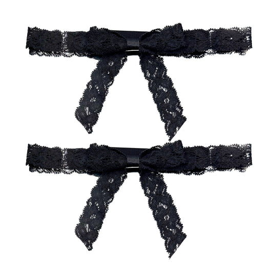 bougee black lace bow leg garters 