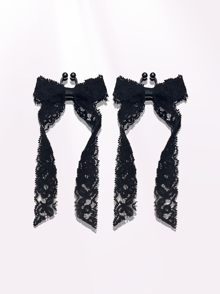 Bougee Black Lace Bow Nipple Clamps