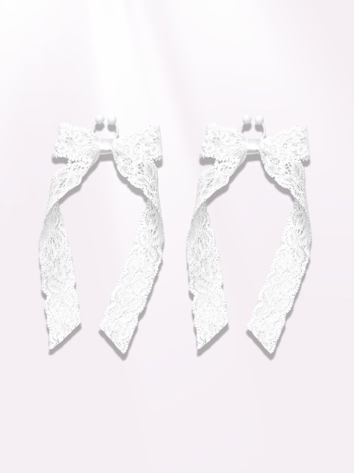 bougee white lace bow nipple clamps