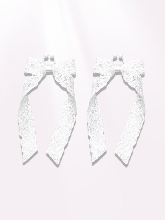 bougee white lace bow nipple clamps