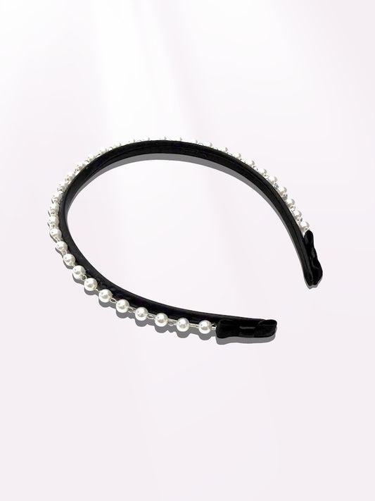 Centerfold Black Pearl Headband on Light Pink Background