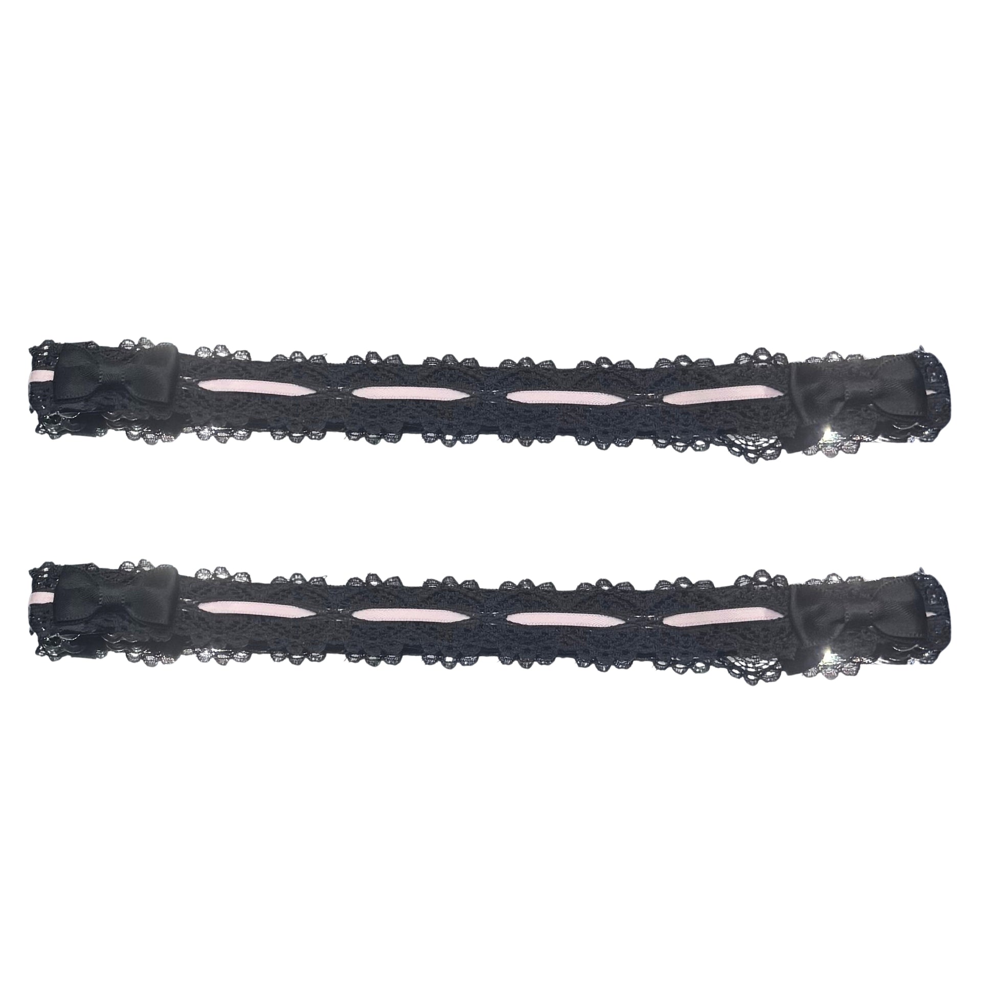 chantilly lace black bow leg garters