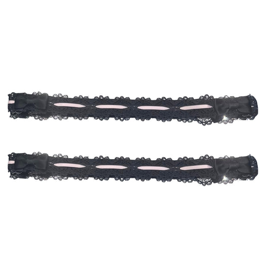 chantilly lace black bow leg garters