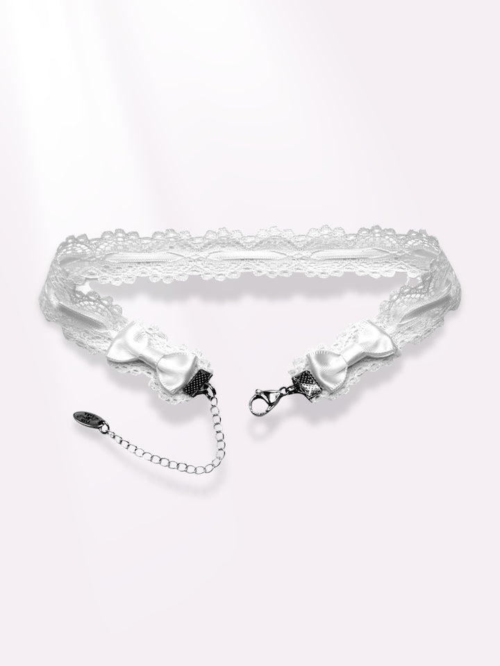 Chantilly White Lace Choker Back View