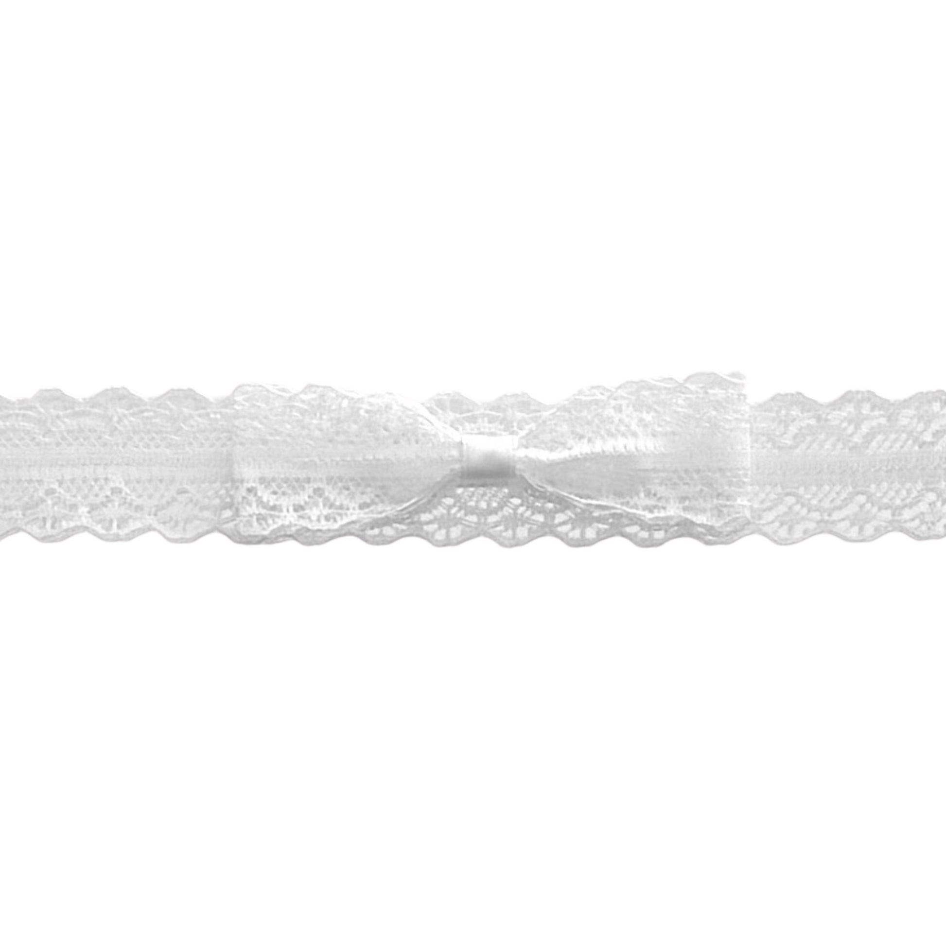 White lace trim on a white background