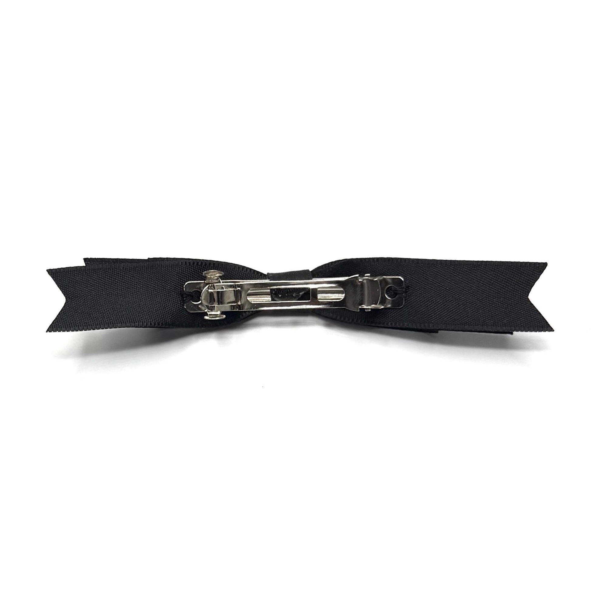 Back View of Enchantress Black Satin Hair Bow