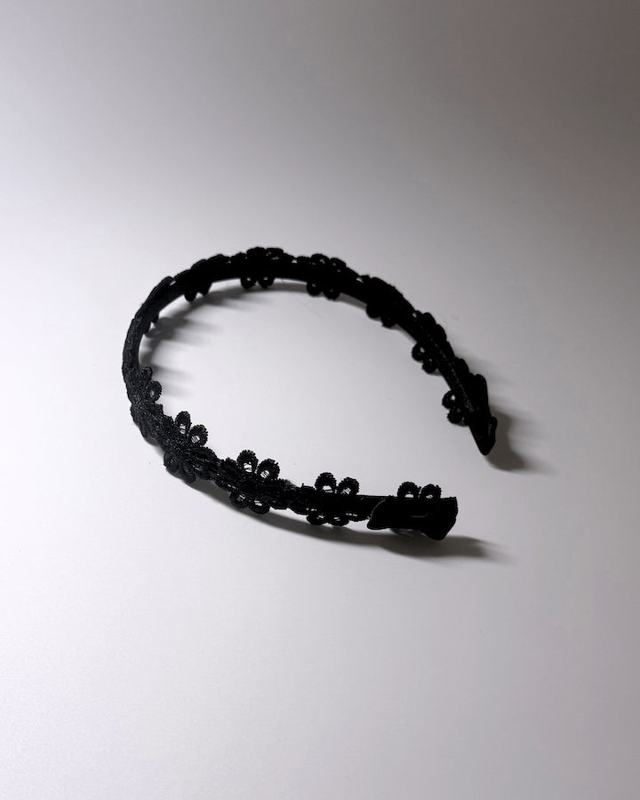 Black Flower Bow Headband 