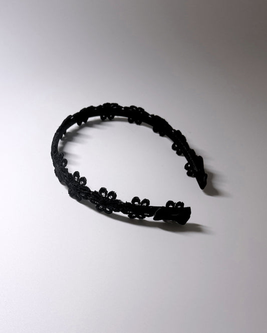 Black Flower Bow Headband 