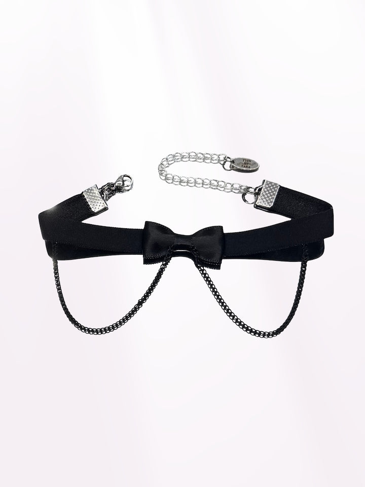 Heartbreaker Black Chain Bow Anklet 