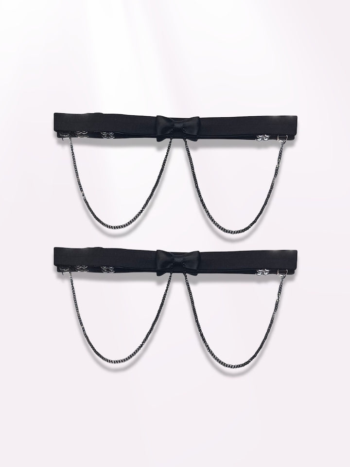 heartbreaker black bow leg garters