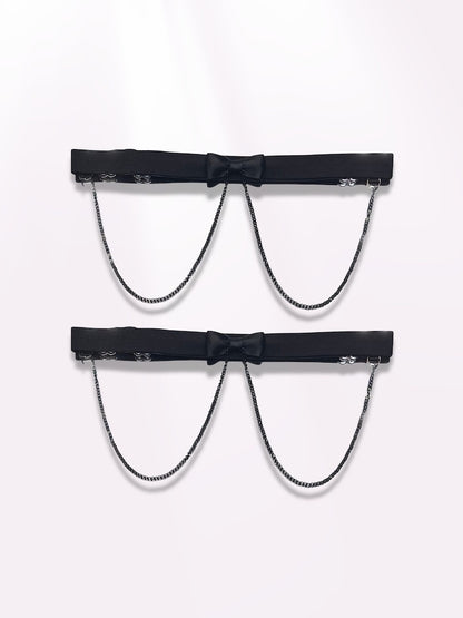 heartbreaker black bow leg garters