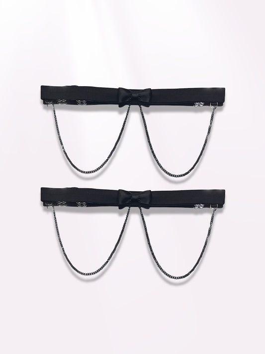 heartbreaker black bow leg garters
