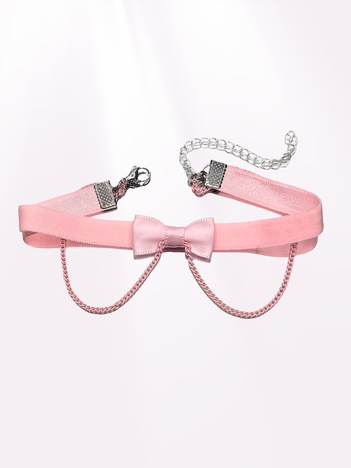 Pink Anklet with Pink Bow and Pink Chain on Pink Background