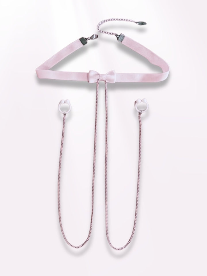 heartbreaker pink choker nipple clamp necklace 