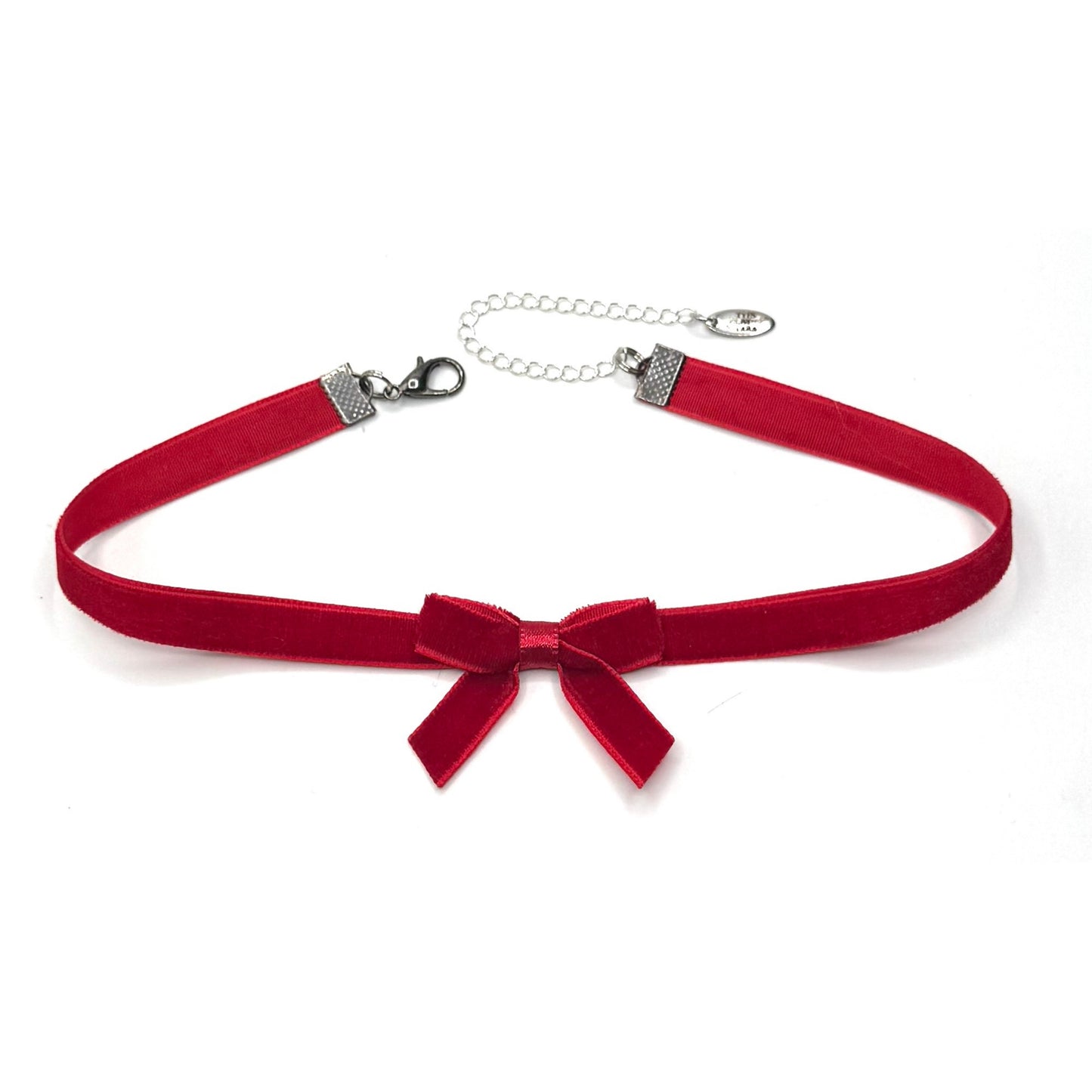 Red Bow Kittenish Choker on white background