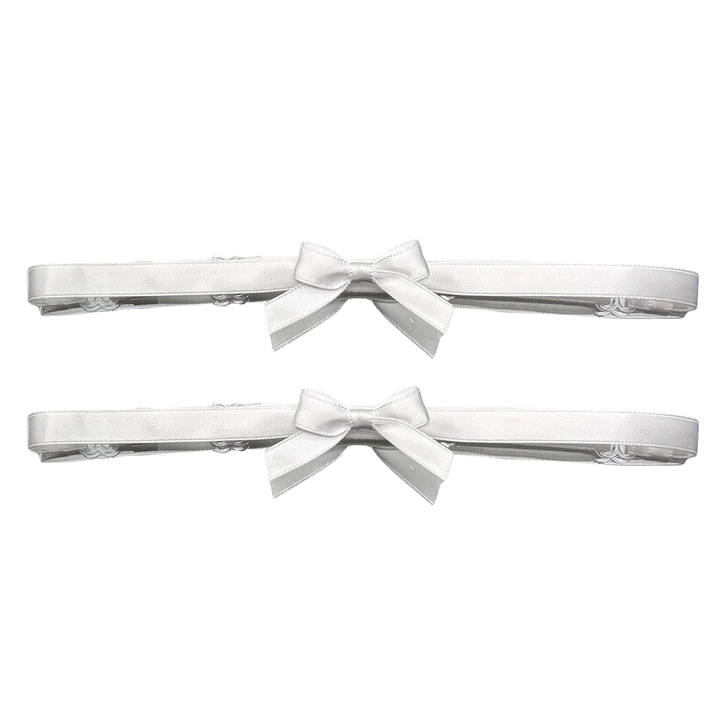 Kinkette White Bow Leg Garters on White Background