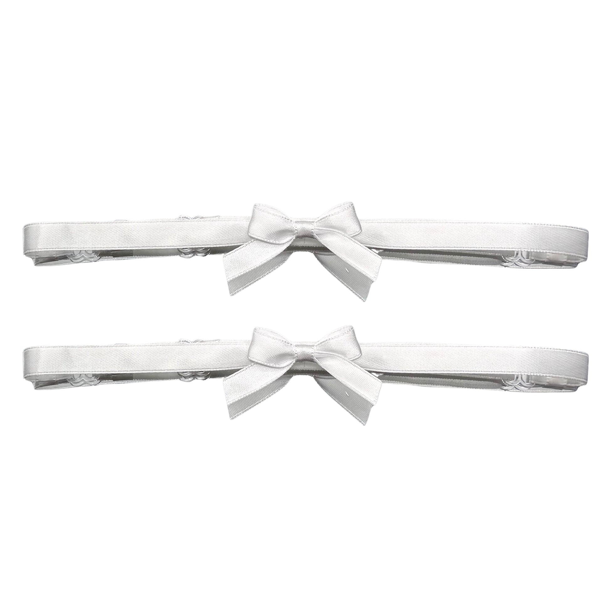 Kinkette White Bow Leg Garters on White Background