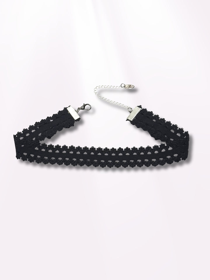 Lady Black Bow Elastic Choker with Bow Details