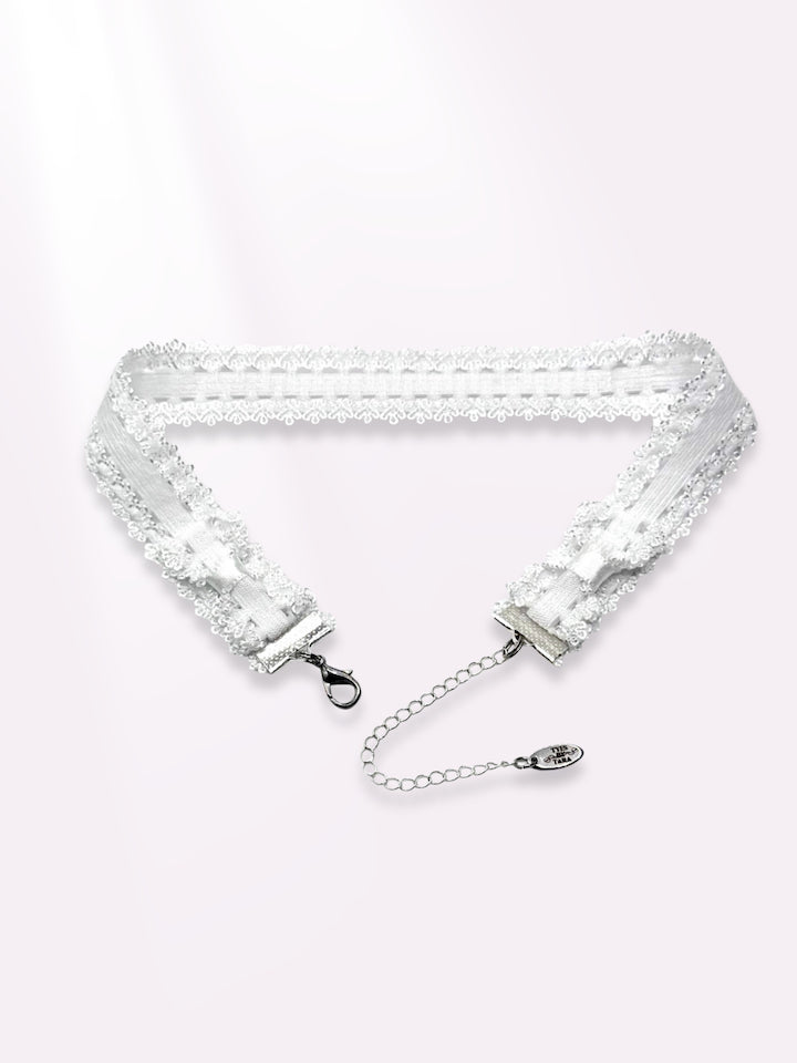 lady white elastic lingerie choker