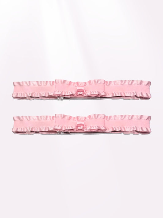 maiden pink bow leg garters 